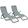 2 Pieces Stackable Portable Patio Chaise Lounger with Rocking Design