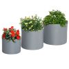 Set of 3 Outdoor Planter Set, 13/11.5/9in, MgO Flower Pots with Drainage Holes, Outdoor Ready & Stackable Plant Pot for Indoor, Entryway, Patio, Yard,