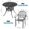 5PCS Outdoor Furniture Dining Table Set All-Weather Cast Aluminum Patio Furniture Includes 1 Round Table and 4 Chairs with Umbrella Hole for Patio Gar
