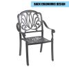 5PCS Outdoor Furniture Dining Table Set All-Weather Cast Aluminum Patio Furniture Includes 1 Round Table and 4 Chairs with Umbrella Hole for Patio Gar