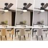 44 Inch Flush Mount Ceiling Fans with Lights and Remote Control, Modern Outdoor Indoor Black 4 Blades LED Lights Smart Ceiling Fans for Bedroom, Livin