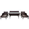 TOPMAX 6-Piece Outdoor Patio PE Wicker Rattan Sofa Set Dining Table Set with Removable Cushions and Tempered Glass Tea Table for Backyard, Poolside, D