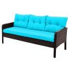 TOPMAX 6-Piece Outdoor Patio PE Wicker Rattan Sofa Set Dining Table Set with Removable Cushions and Tempered Glass Tea Table for Backyard, Poolside, D