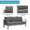 Grey Triple Small Couches Comfy Sofa Patio Furniture Witn Aluminum Frame Outdoor