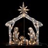 Outdoor Nativity Set,Mini White Led Lights And Ground Stakes Crystal Holy Family Nativity Outdoor Nativit Set For Yard