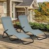 2 Pieces Stackable Portable Patio Chaise Lounger with Rocking Design