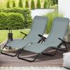 2 Pieces Stackable Portable Patio Chaise Lounger with Rocking Design