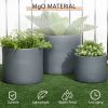 Set of 3 Outdoor Planter Set, 13/11.5/9in, MgO Flower Pots with Drainage Holes, Outdoor Ready & Stackable Plant Pot for Indoor, Entryway, Patio, Yard,