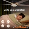 52 Inch Downrod Ceiling Fans with Lights and Remote Control, Modern Outdoor Indoor Black 5 Blades LED Lights Smart Ceiling Fans for Bedroom, Living Ro