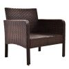 TOPMAX 6-Piece Outdoor Patio PE Wicker Rattan Sofa Set Dining Table Set with Removable Cushions and Tempered Glass Tea Table for Backyard, Poolside, D