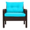 TOPMAX 6-Piece Outdoor Patio PE Wicker Rattan Sofa Set Dining Table Set with Removable Cushions and Tempered Glass Tea Table for Backyard, Poolside, D