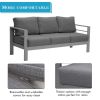 Grey Triple Small Couches Comfy Sofa Patio Furniture Witn Aluminum Frame Outdoor