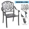 5PCS Outdoor Furniture Dining Table Set All-Weather Cast Aluminum Patio Furniture Includes 1 Round Table and 4 Chairs with Umbrella Hole for Patio Gar