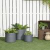 Set of 3 Outdoor Planter Set, 13/11.5/9in, MgO Flower Pots with Drainage Holes, Outdoor Ready & Stackable Plant Pot for Indoor, Entryway, Patio, Yard,