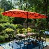 13 ft Large Patio Umbrella Double Sided Outdoor Market Umbrella Beige